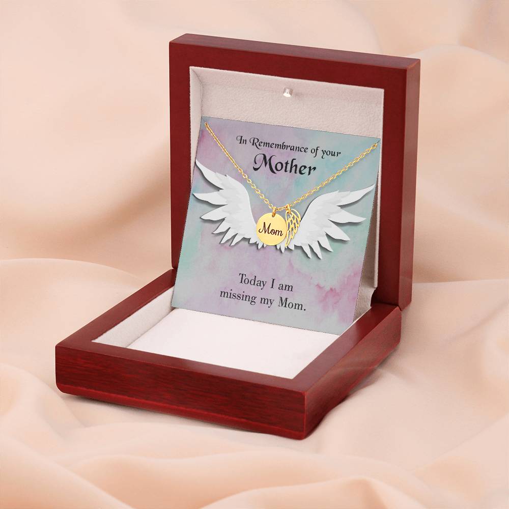 Missing My Mom Mom Remembrance Necklace Angel Wing Charm, Stainless Steel 18-22'' Chain-Express Your Love Gifts