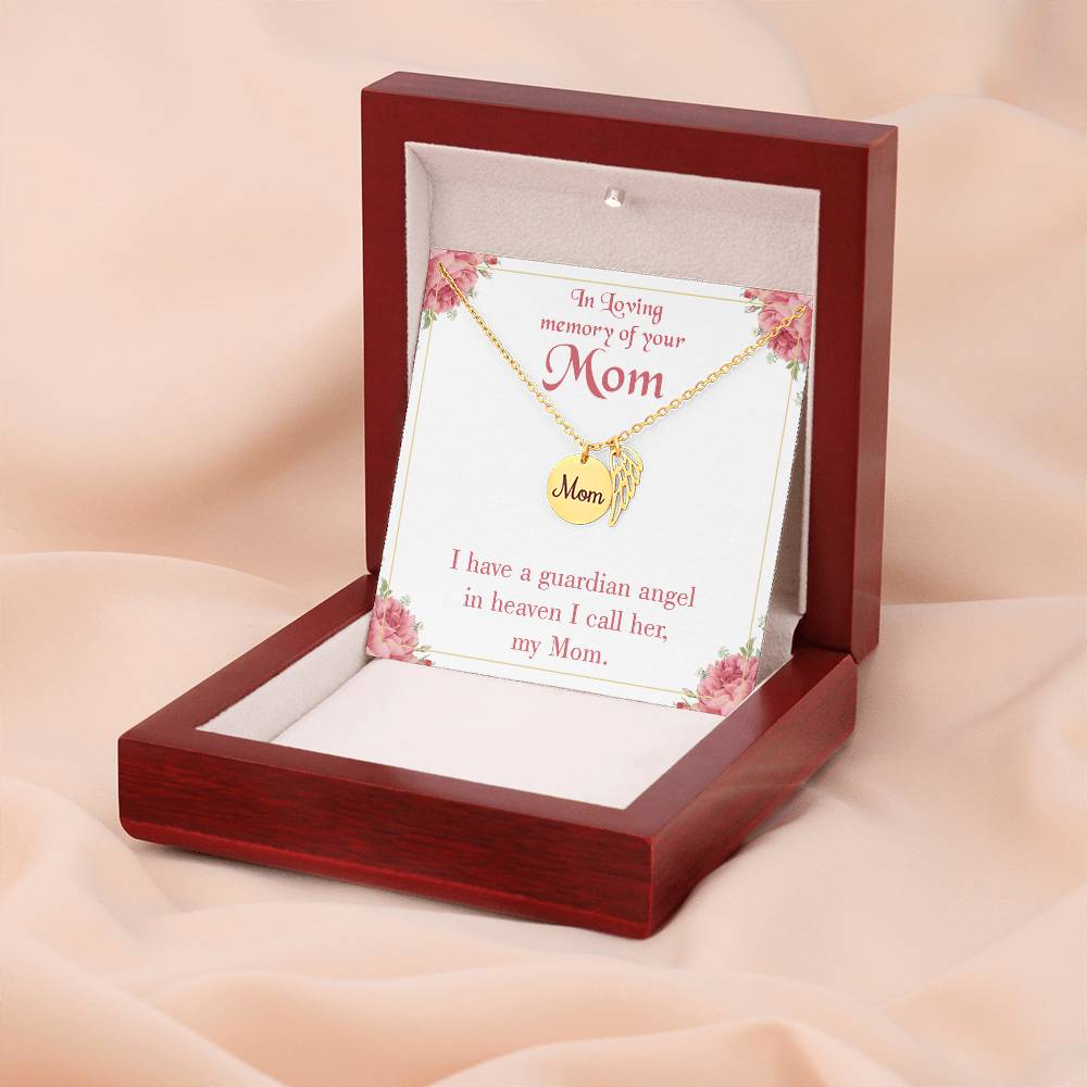 Guardian Angel Mom Mom Remembrance Necklace Angel Wing Charm, Stainless Steel 18-22'' Chain-Express Your Love Gifts