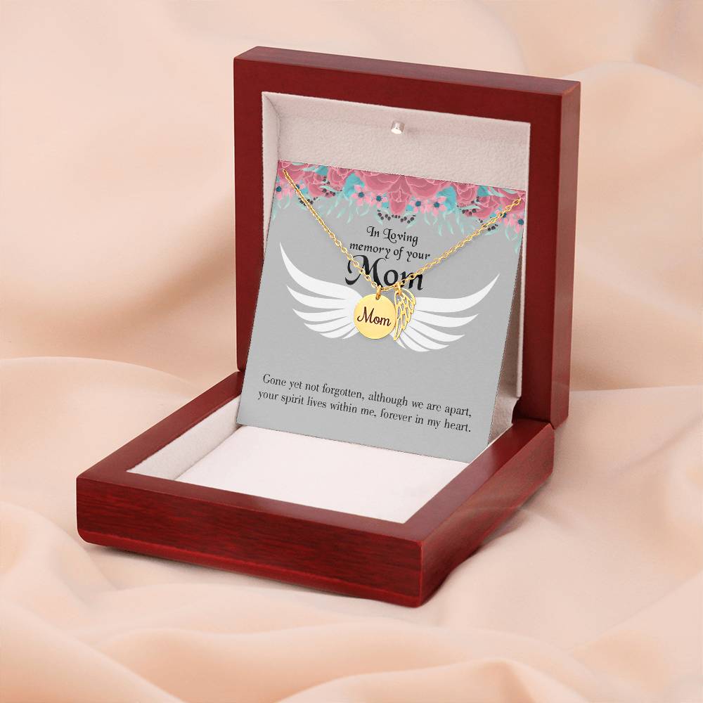 Gone Not Forgotten Mom Remembrance Necklace Angel Wing Charm, Stainless Steel 18-22'' Chain-Express Your Love Gifts