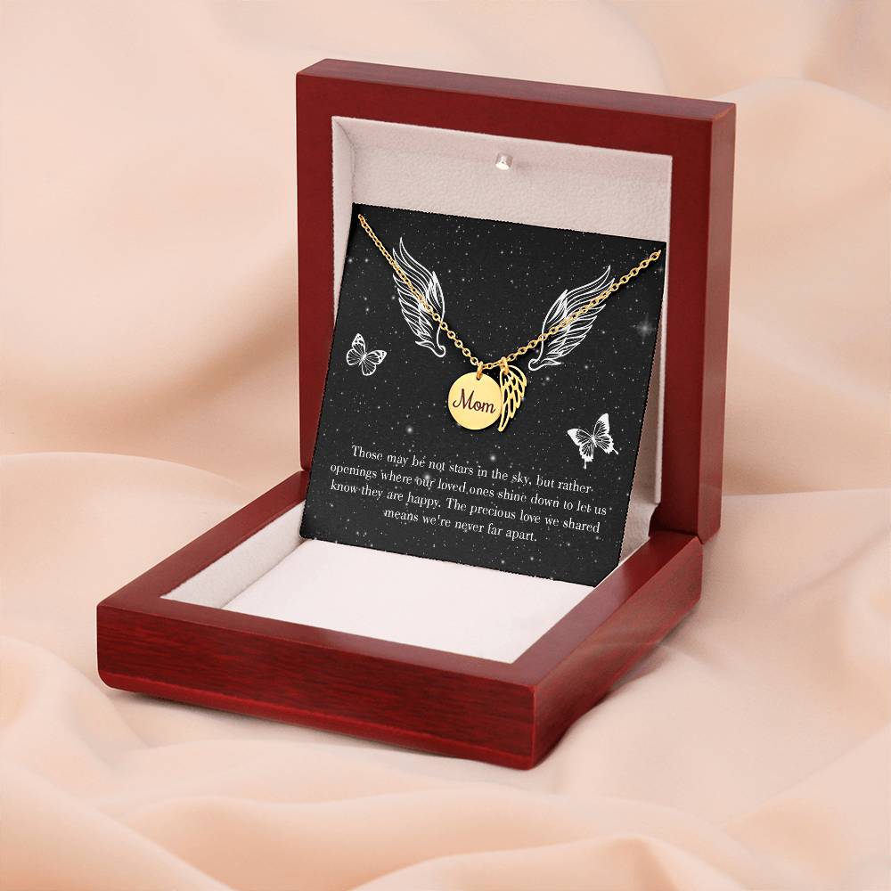 Stars In The Sky Mom Remembrance Necklace Angel Wing Charm, Stainless Steel 18-22'' Chain-Express Your Love Gifts