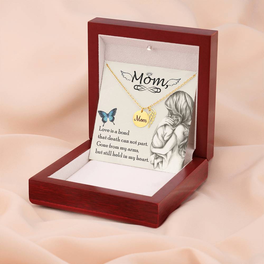 Love Is Bond Mom Remembrance Necklace Angel Wing Charm, Stainless Steel 18-22'' Chain-Express Your Love Gifts