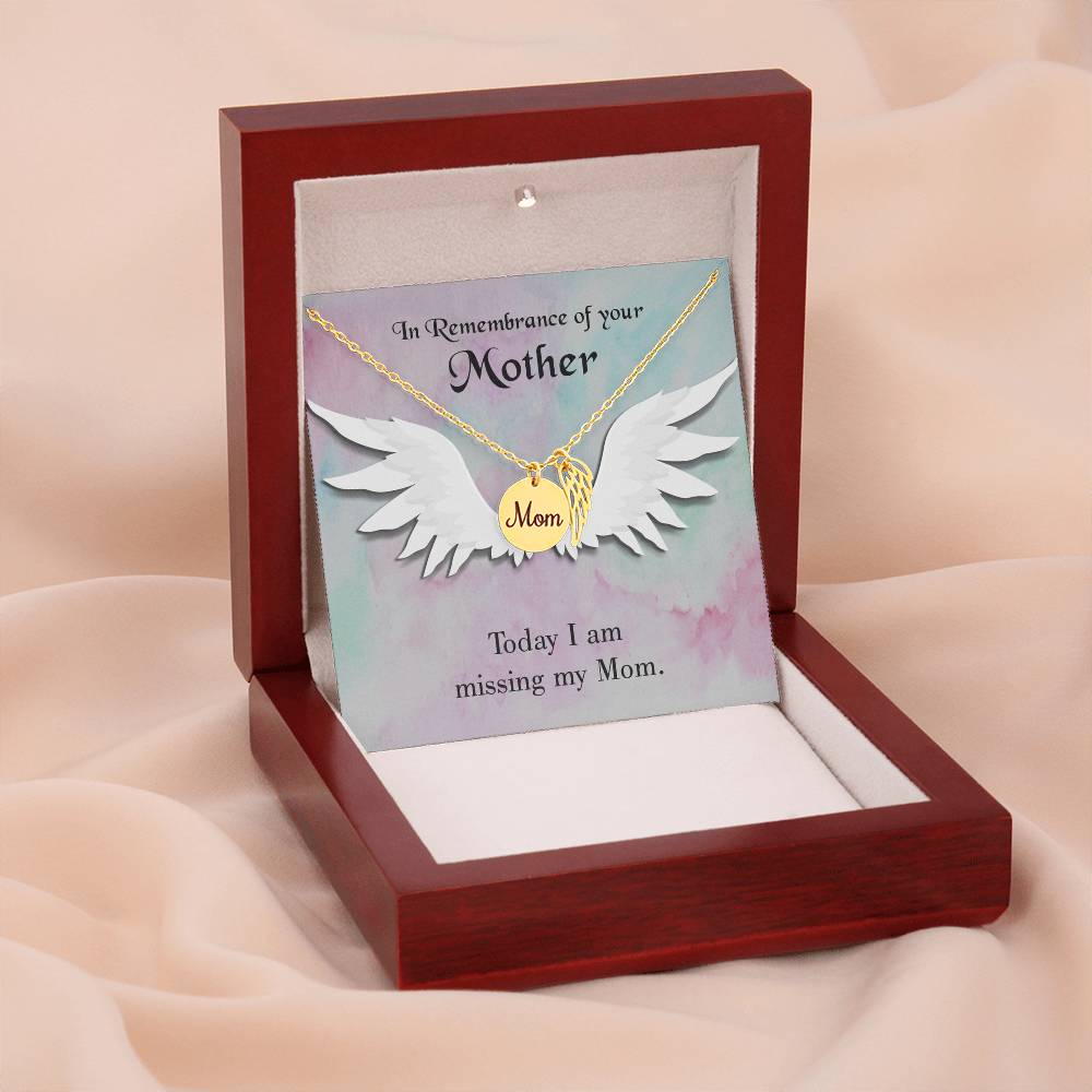 Missing My Mom Mom Remembrance Necklace Angel Wing Charm, Stainless Steel 18-22'' Chain-Express Your Love Gifts