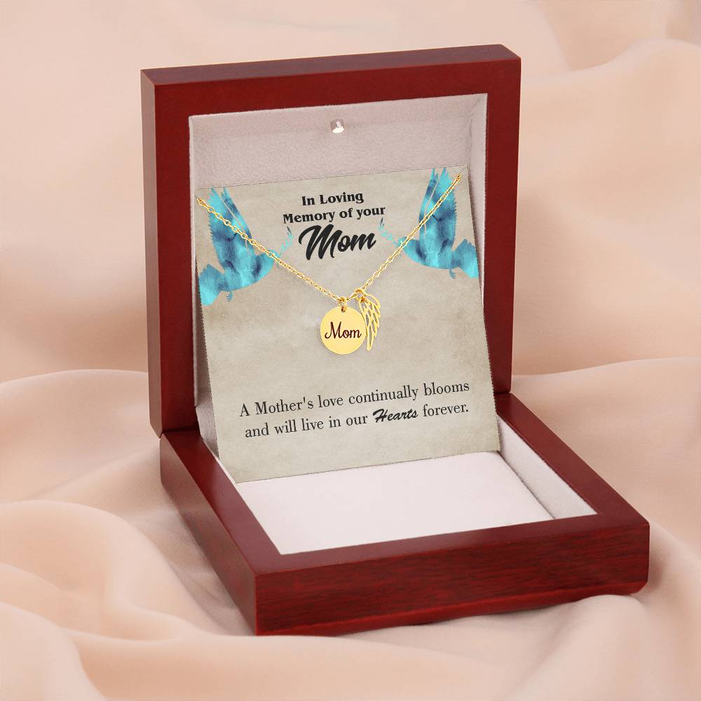 Mother'S Love Blooms Mom Remembrance Necklace Angel Wing Charm, Stainless Steel 18-22'' Chain-Express Your Love Gifts