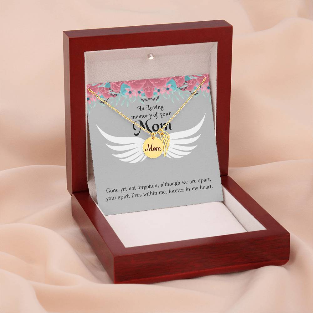 Gone Not Forgotten Mom Remembrance Necklace Angel Wing Charm, Stainless Steel 18-22'' Chain-Express Your Love Gifts