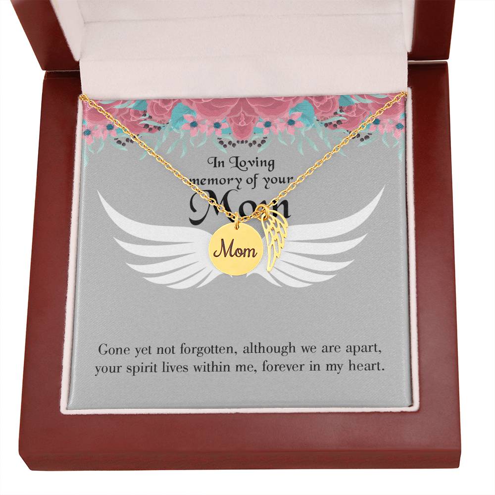 Gone Not Forgotten Mom Remembrance Necklace Angel Wing Charm, Stainless Steel 18-22'' Chain-Express Your Love Gifts