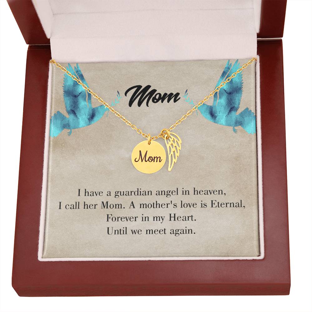 Mother'S Love Is Eternal Mom Remembrance Necklace Angel Wing Charm, Stainless Steel 18-22'' Chain-Express Your Love Gifts