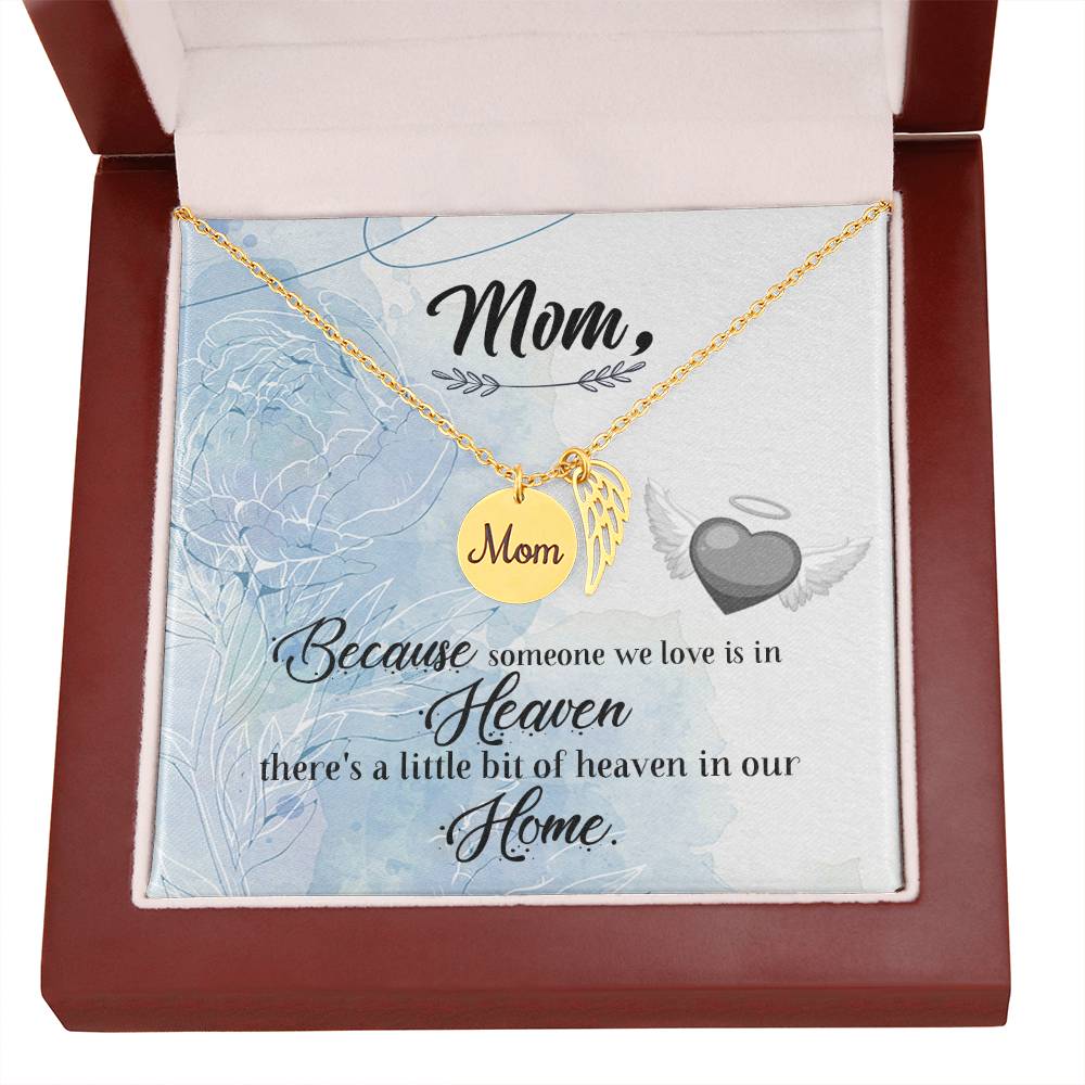 Because Someone We Love Mom Remembrance Necklace Angel Wing Charm, Stainless Steel 18-22'' Chain-Express Your Love Gifts