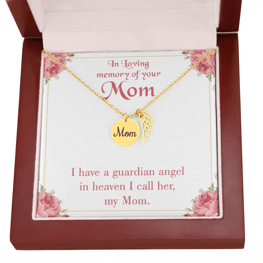 Guardian Angel Mom Mom Remembrance Necklace Angel Wing Charm, Stainless Steel 18-22'' Chain-Express Your Love Gifts