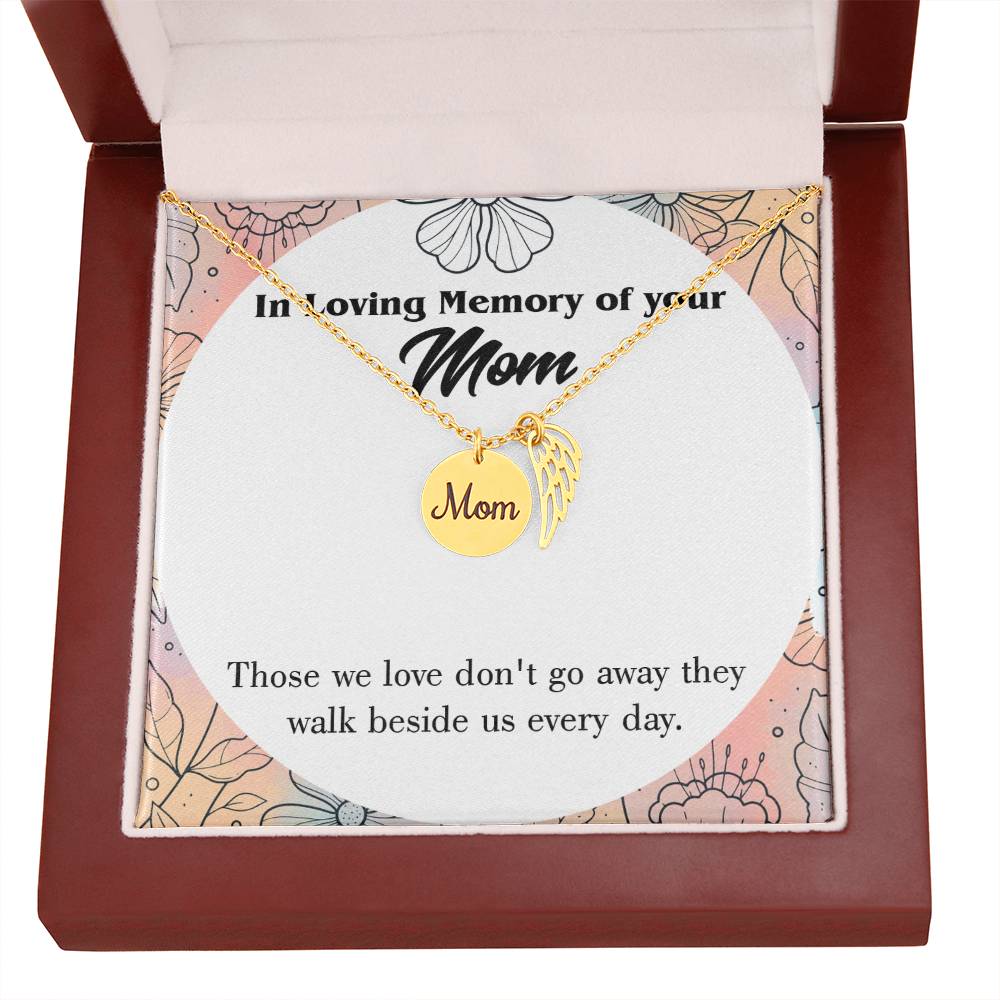 Those We Love Mom Remembrance Necklace Angel Wing Charm, Stainless Steel 18-22'' Chain-Express Your Love Gifts