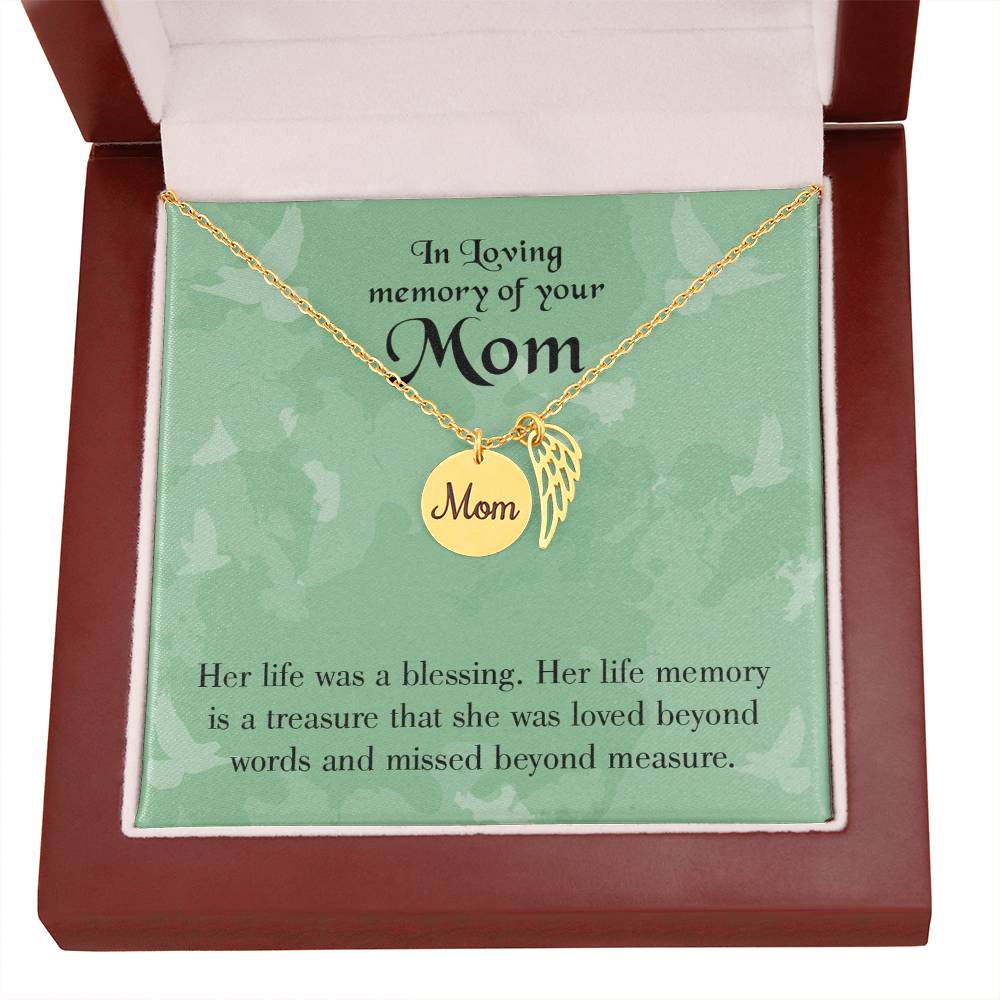 Mom'S Life A Blessing Mom Remembrance Necklace Angel Wing Charm, Stainless Steel 18-22'' Chain-Express Your Love Gifts