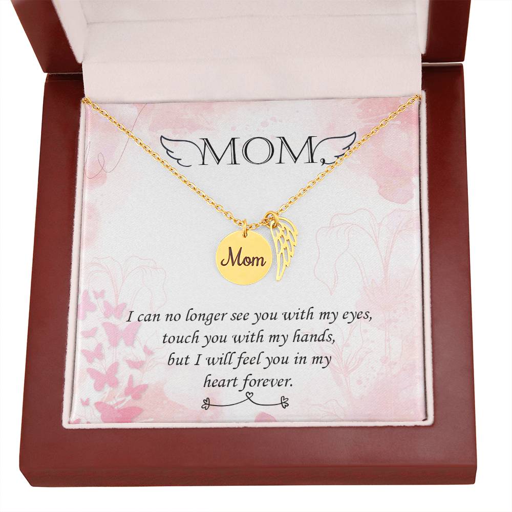 I Can No Longer Mom Remembrance Necklace Angel Wing Charm, Stainless Steel 18-22'' Chain-Express Your Love Gifts