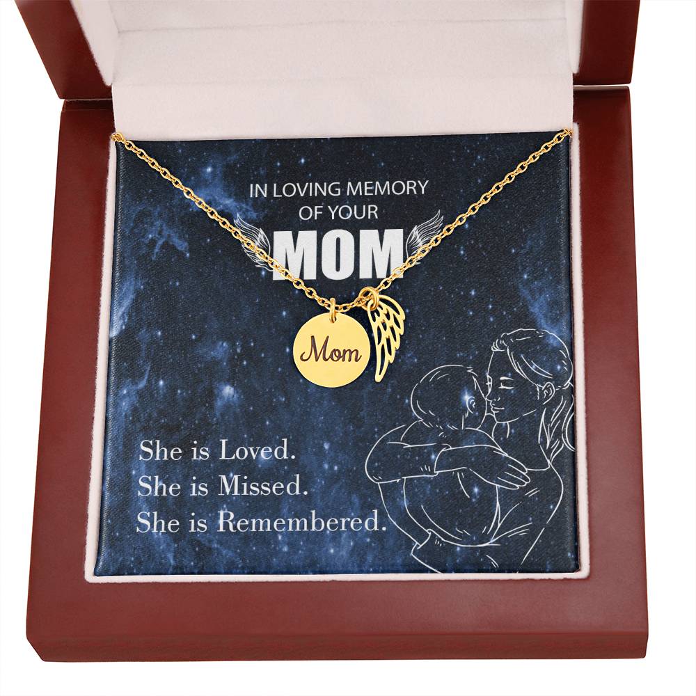 You Are Loved Mom Remembrance Necklace Angel Wing Charm, Stainless Steel 18-22'' Chain-Express Your Love Gifts