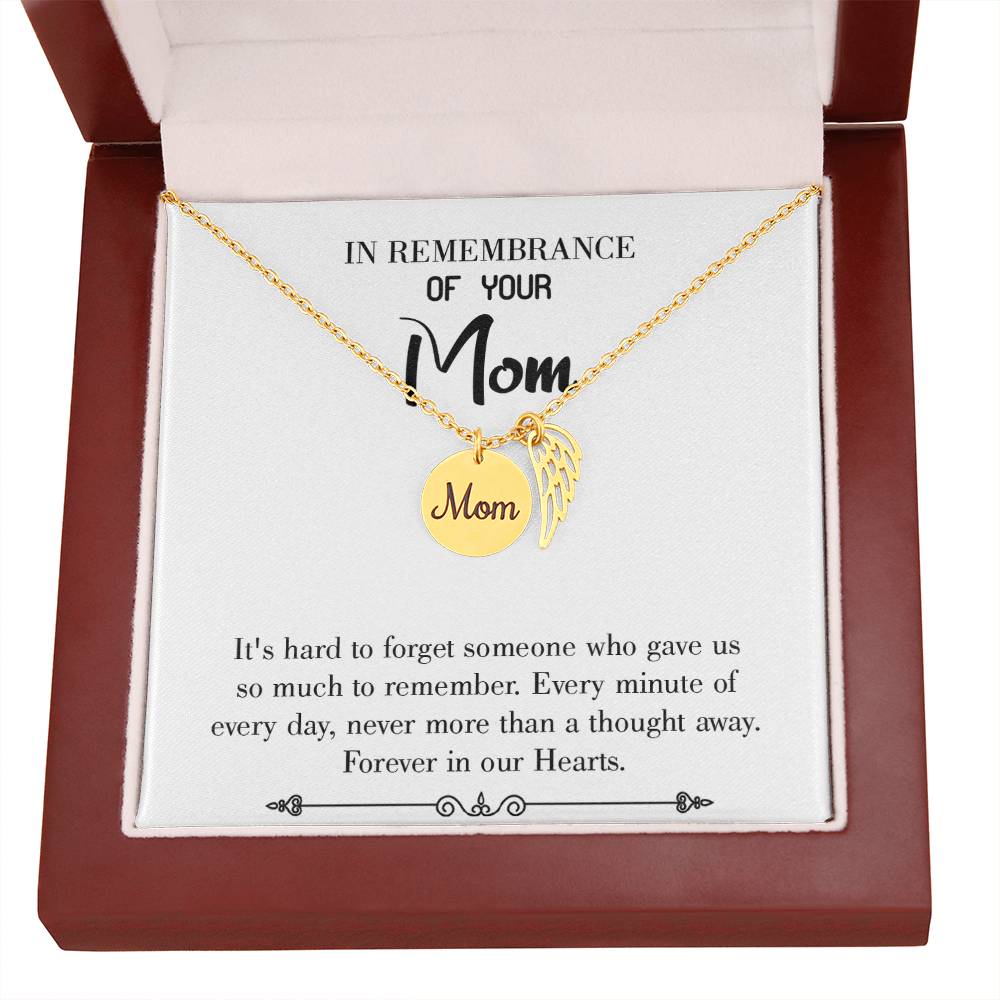 So Much To Remember White Mom Remembrance Necklace Angel Wing Charm, Stainless Steel 18-22'' Chain-Express Your Love Gifts