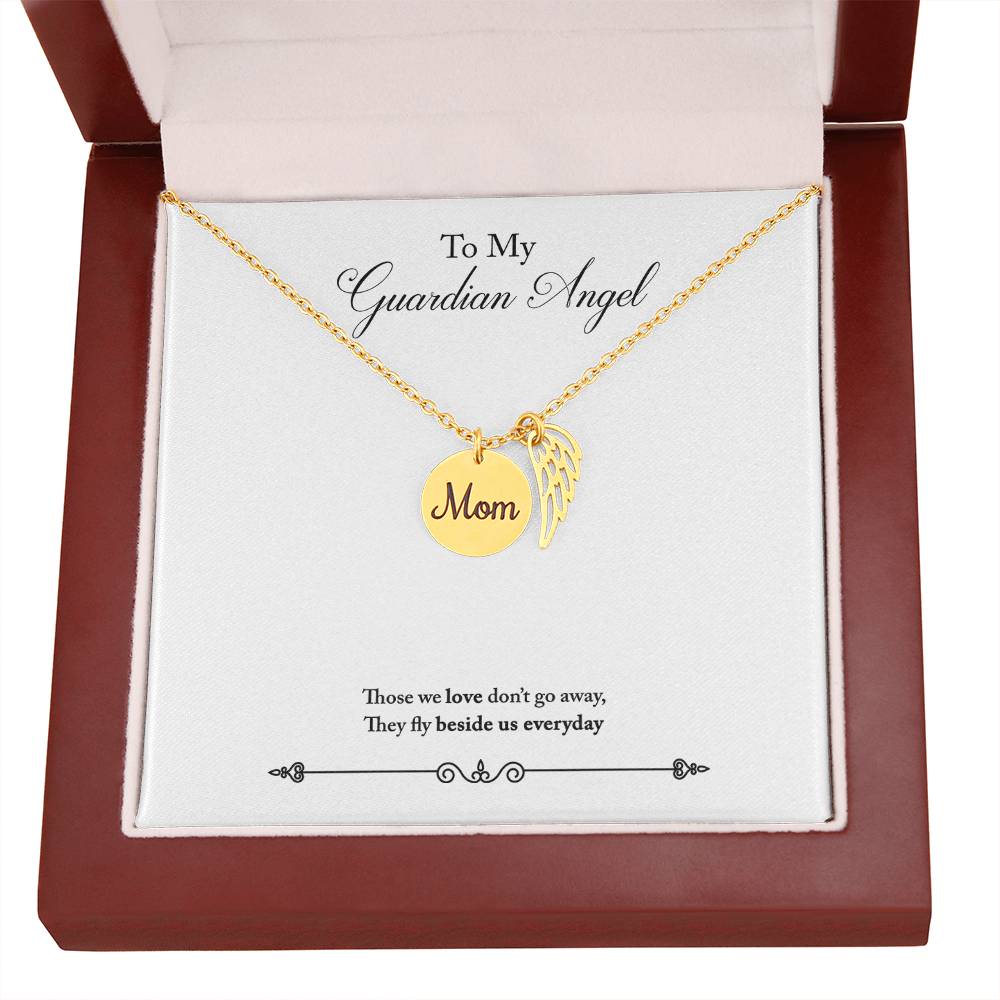 Guardian Angel Remembrance Mom Remembrance Necklace Angel Wing Charm, Stainless Steel 18-22'' Chain-Express Your Love Gifts