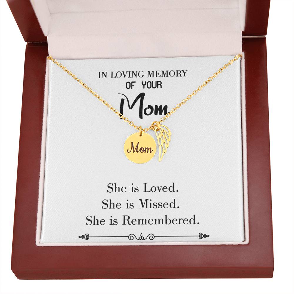 You Are Loved White Mom Remembrance Necklace Angel Wing Charm, Stainless Steel 18-22'' Chain-Express Your Love Gifts