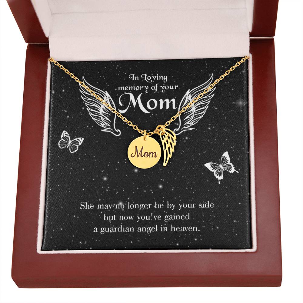 Guardian Angel Mom Remembrance Necklace Angel Wing Charm, Stainless Steel 18-22'' Chain-Express Your Love Gifts