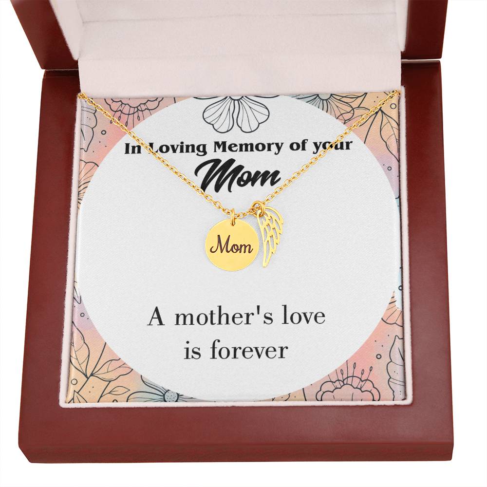 Mother'S Love Is Forever Mom Remembrance Necklace Angel Wing Charm, Stainless Steel 18-22'' Chain-Express Your Love Gifts