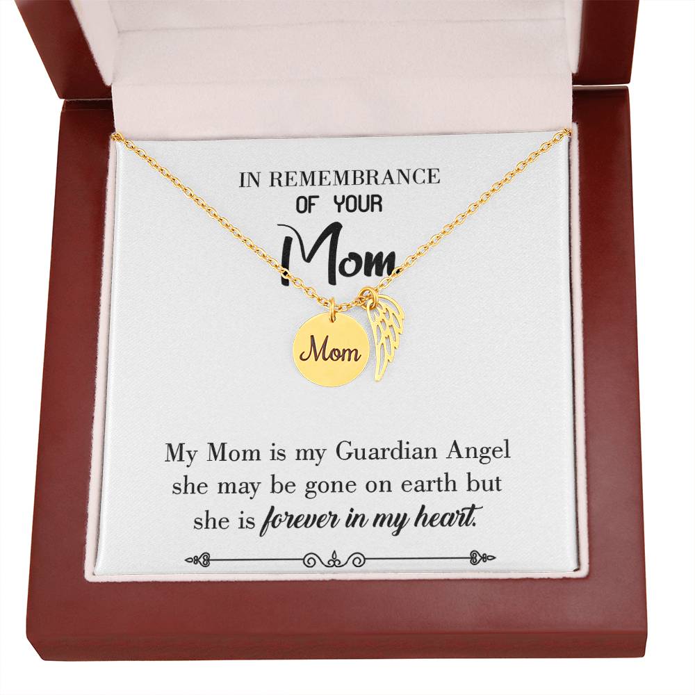 Guardian_Angel_Mom_2_White_Artwork Mom Remembrance Necklace Angel Wing Charm, Stainless Steel 18-22'' Chain-Express Your Love Gifts