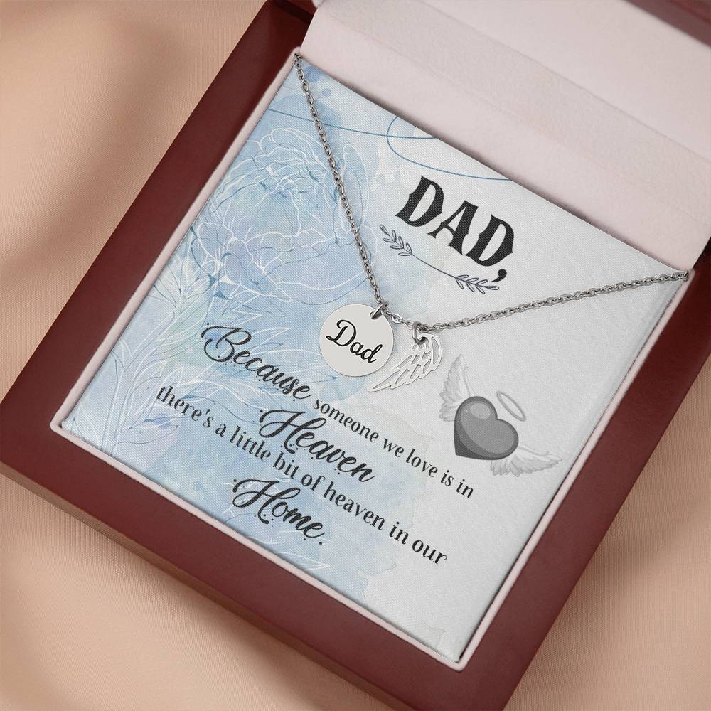 Because Someone We Love Remembrance Necklace for Dad Angel Wing Charm Stainless Steel or 18k Gold Finish-Express Your Love Gifts