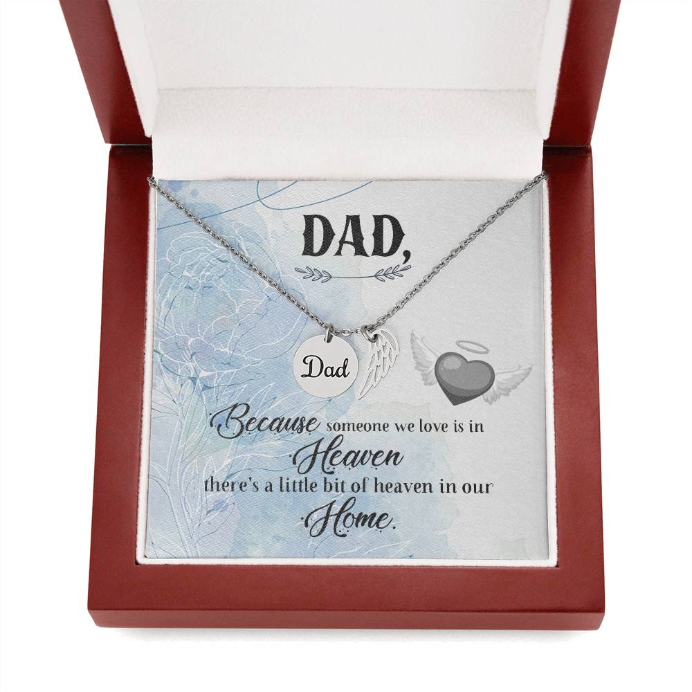 Because Someone We Love Remembrance Necklace for Dad Angel Wing Charm Stainless Steel or 18k Gold Finish-Express Your Love Gifts