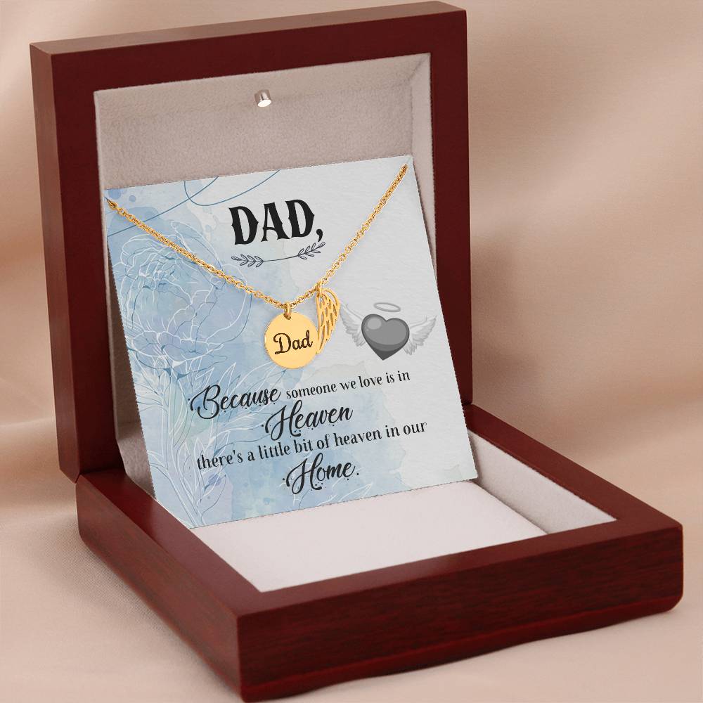 Because Someone We Love Remembrance Necklace for Dad Angel Wing Charm Stainless Steel or 18k Gold Finish-Express Your Love Gifts