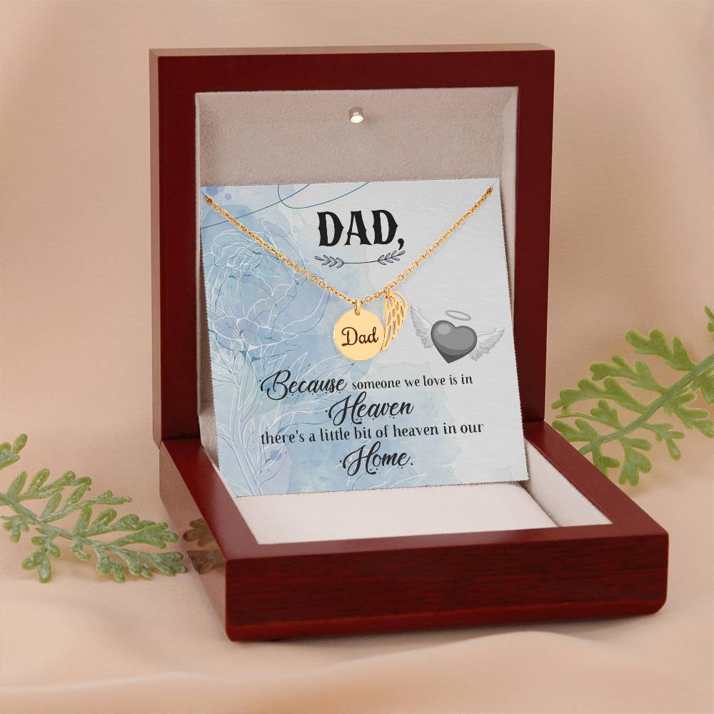 Because Someone We Love Remembrance Necklace for Dad Angel Wing Charm Stainless Steel or 18k Gold Finish-Express Your Love Gifts