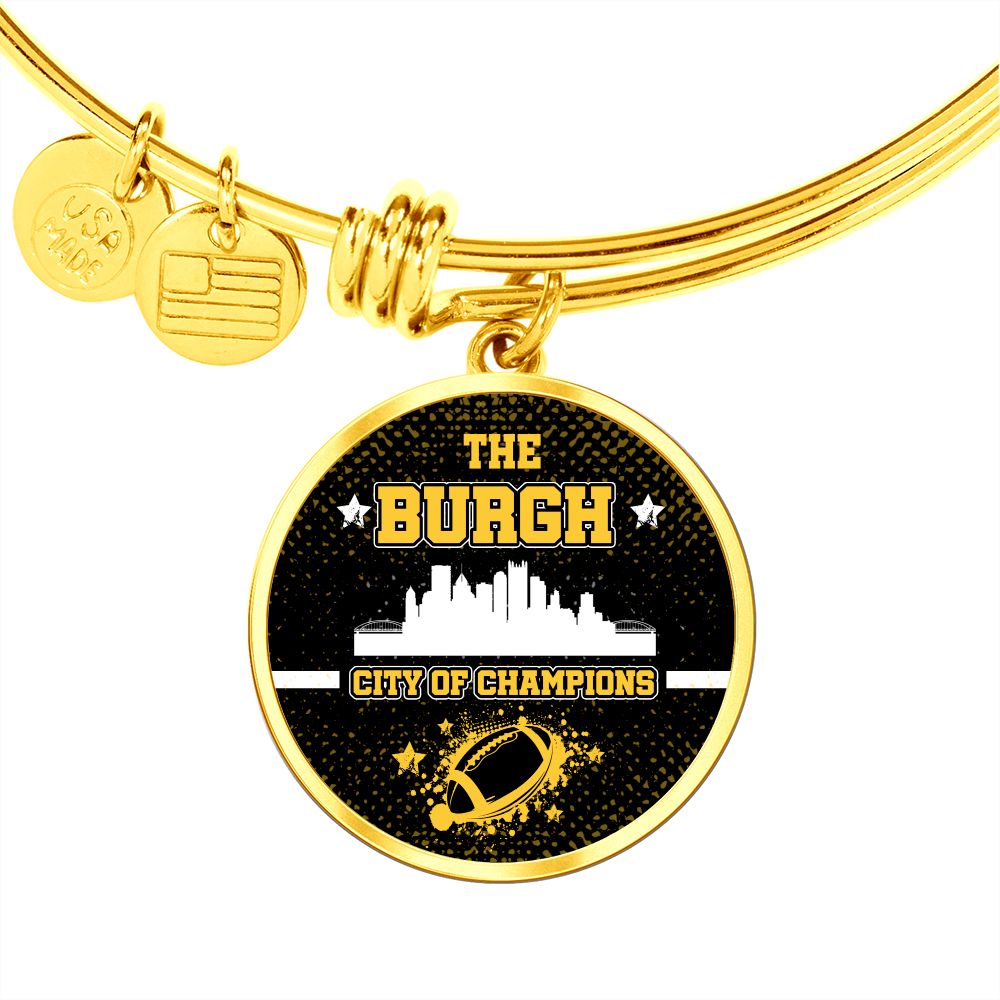 Burgh City of Champions Bracelet Stainless Steel or 18k Gold Circle Bangle-Express Your Love Gifts