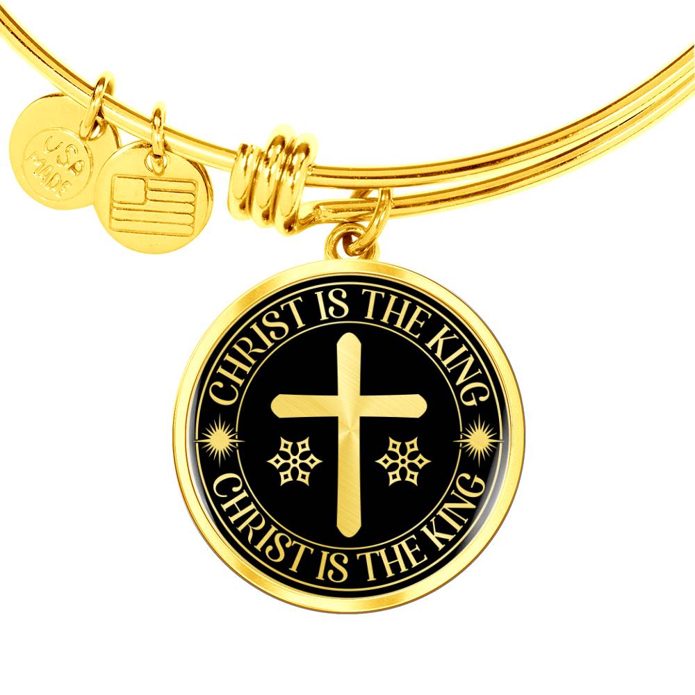 Christ is The King Mark 15:32 Bracelet Stainless Steel or 18k Gold Circle Bangle-Express Your Love Gifts