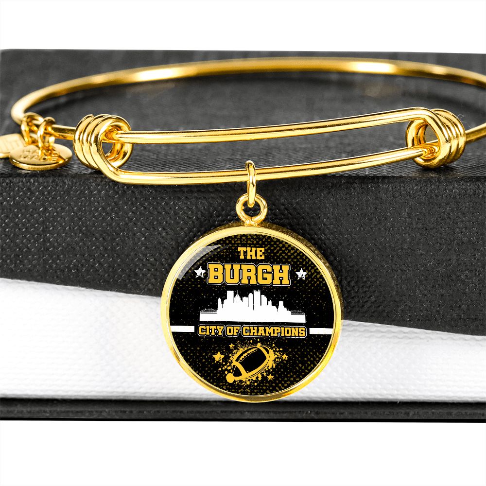 Burgh City of Champions Bracelet Stainless Steel or 18k Gold Circle Bangle-Express Your Love Gifts