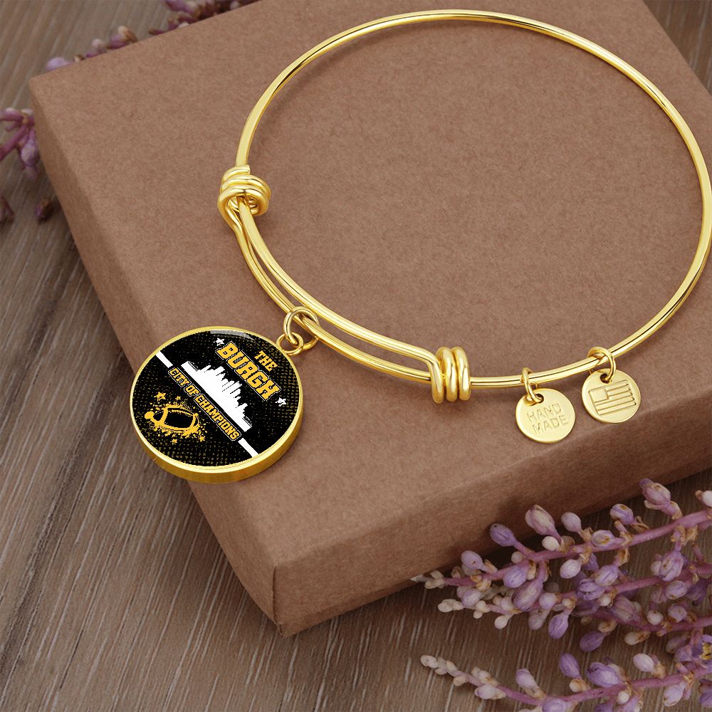 Burgh City of Champions Bracelet Stainless Steel or 18k Gold Circle Bangle-Express Your Love Gifts