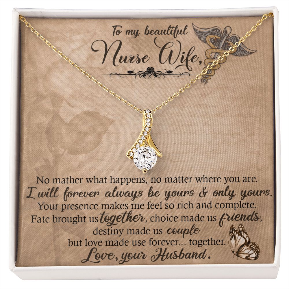 To my Wife Nurse In This Difficult Time Alluring Ribbon Necklace-Express Your Love Gifts