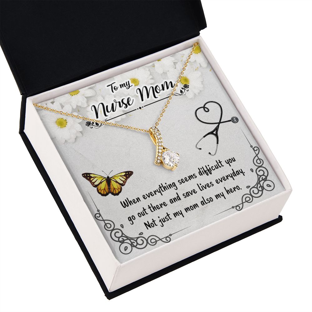 To my Nurse Mom When Everything Alluring Ribbon Necklace-Express Your Love Gifts