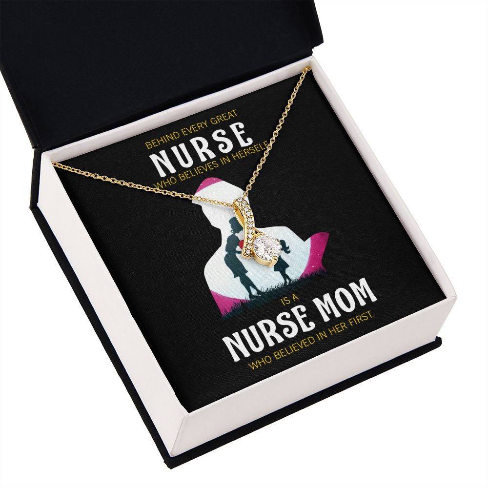 Behind Every Mom Nurse Alluring Ribbon Necklace-Express Your Love Gifts