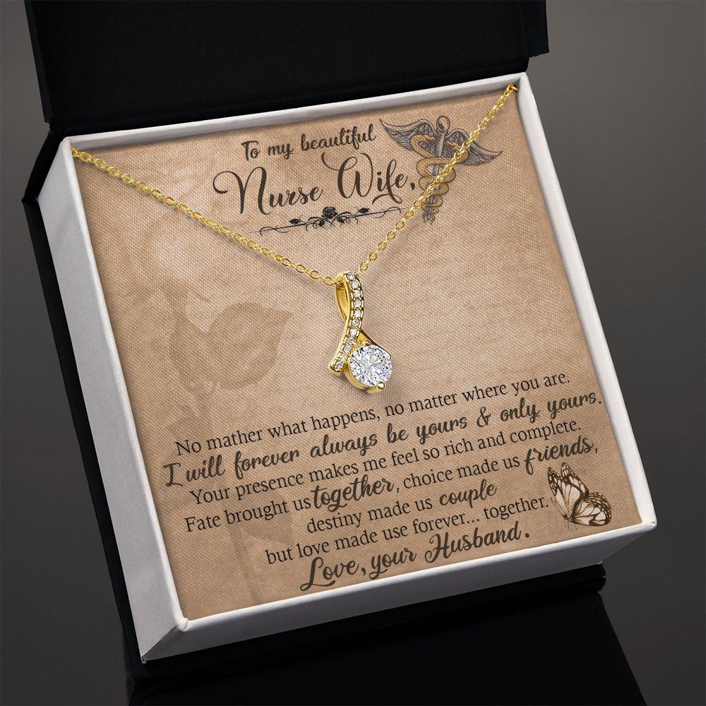To my Wife Nurse In This Difficult Time Alluring Ribbon Necklace-Express Your Love Gifts