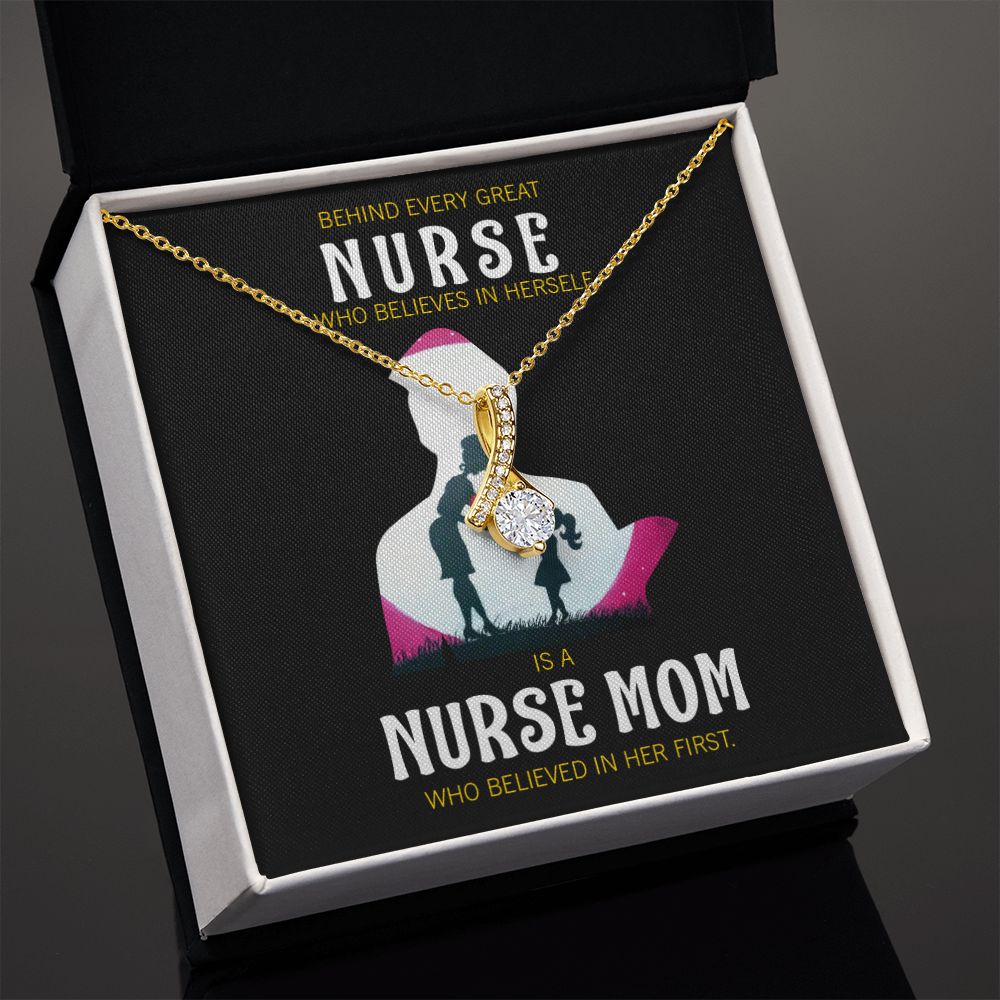 Behind Every Mom Nurse Alluring Ribbon Necklace-Express Your Love Gifts