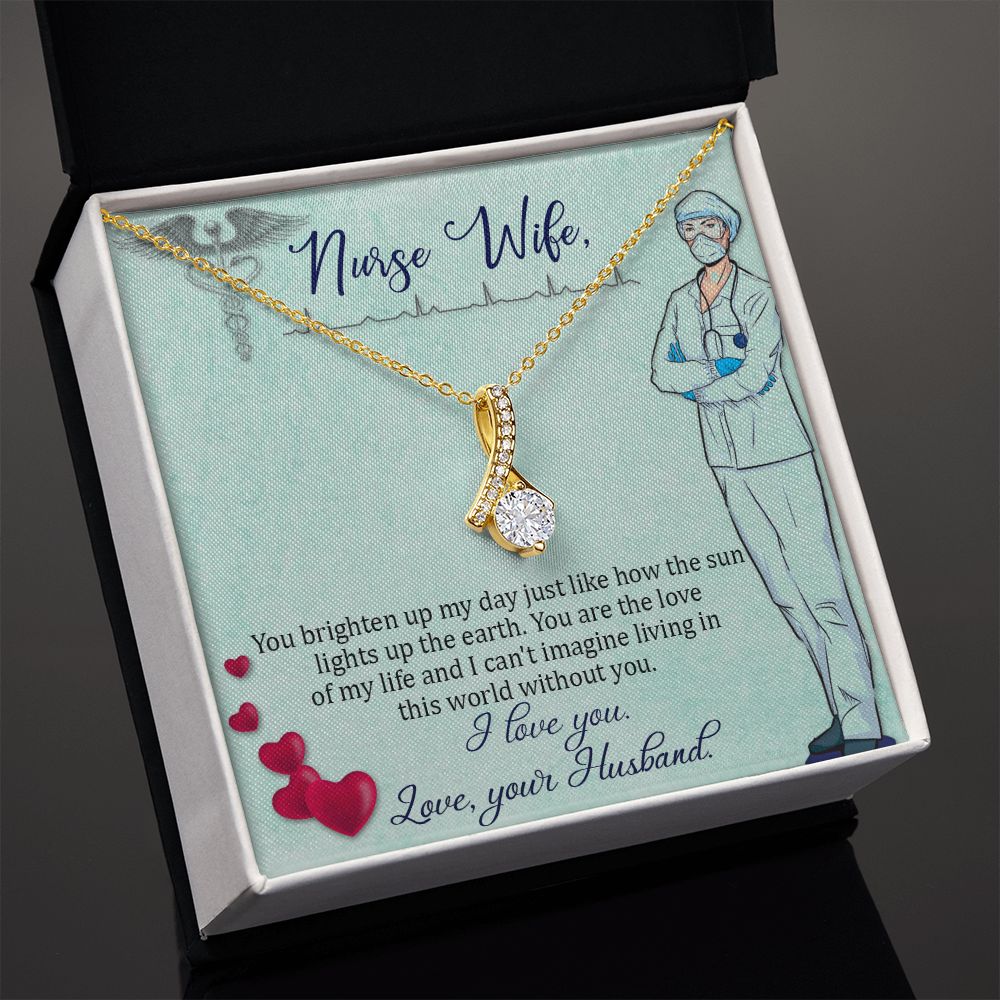 To my Nurse Wife Alluring Ribbon Necklace-Express Your Love Gifts