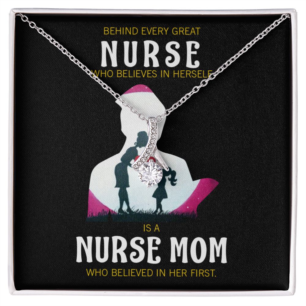 Behind Every Mom Nurse Alluring Ribbon Necklace-Express Your Love Gifts