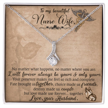 To my Wife Nurse In This Difficult Time Alluring Ribbon Necklace-Express Your Love Gifts