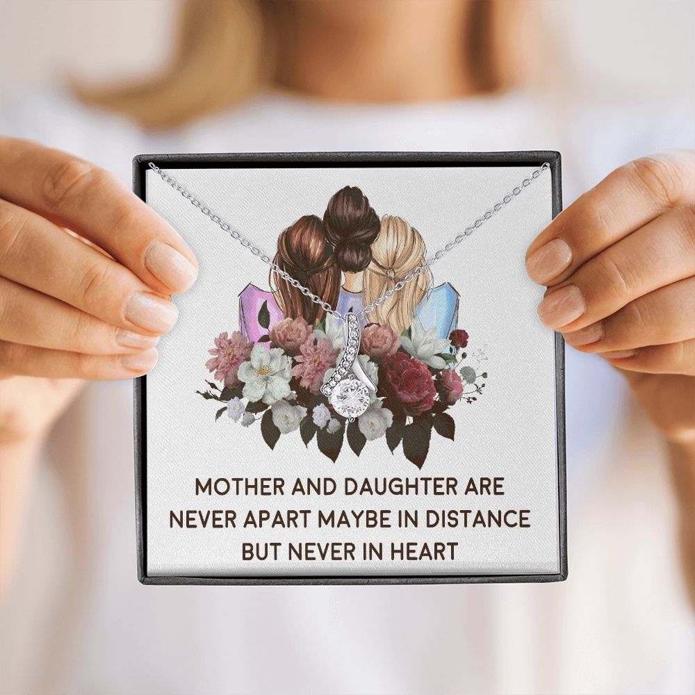 Mother and Daughter Never Apart Alluring Ribbon Necklace-Express Your Love Gifts