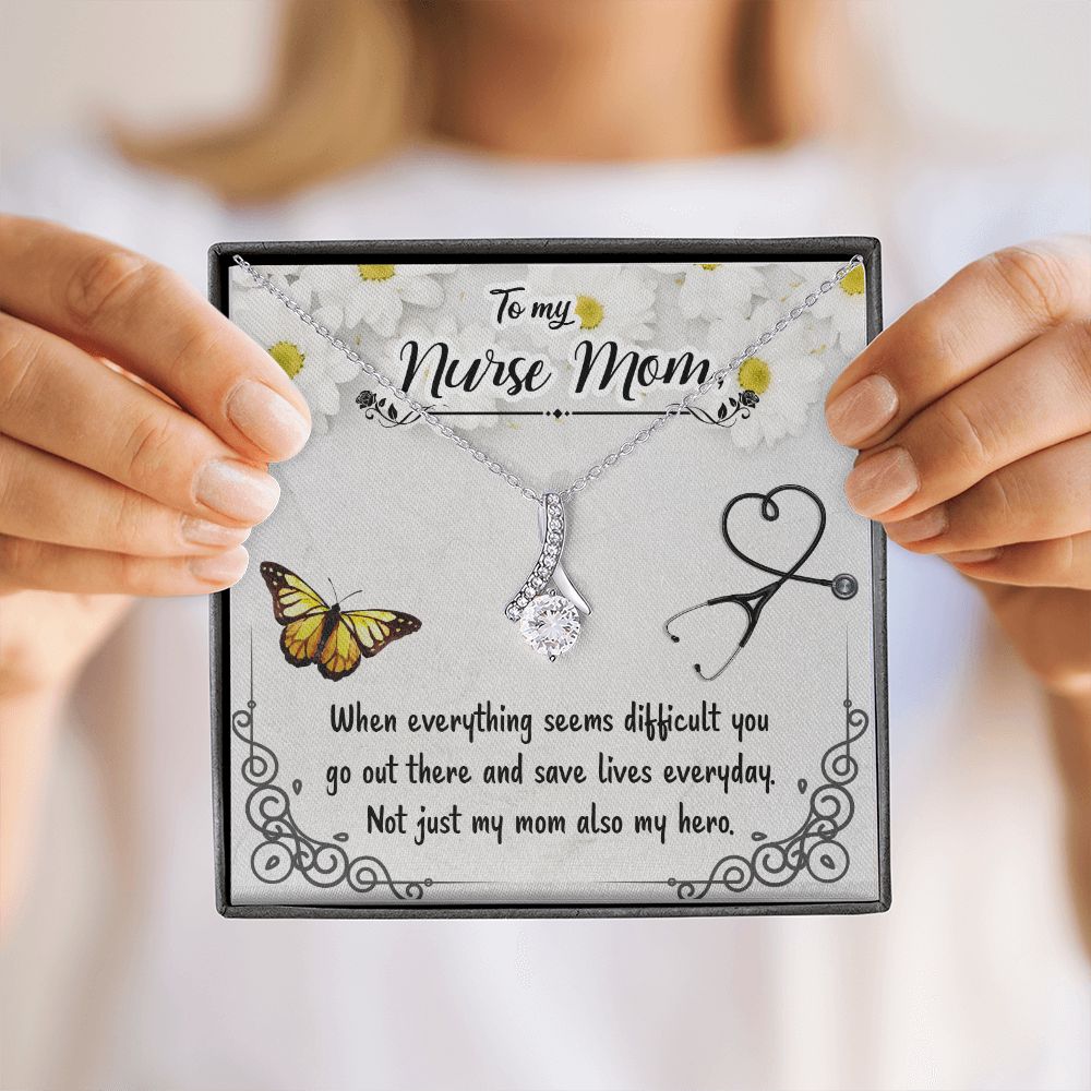 To my Nurse Mom When Everything Alluring Ribbon Necklace-Express Your Love Gifts