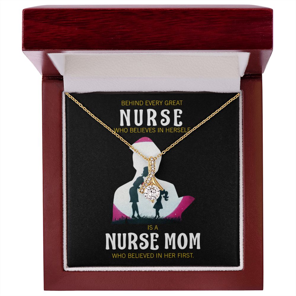 Behind Every Mom Nurse Alluring Ribbon Necklace-Express Your Love Gifts