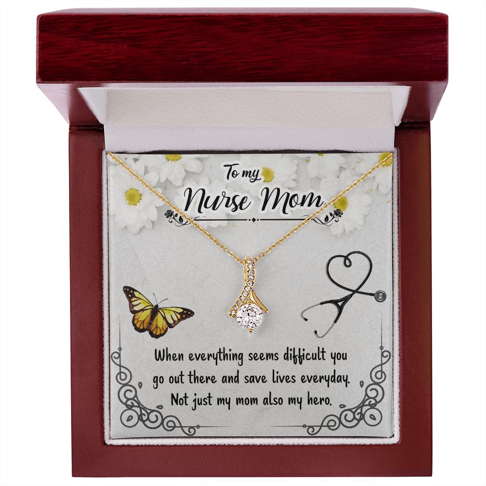 To my Nurse Mom When Everything Alluring Ribbon Necklace-Express Your Love Gifts