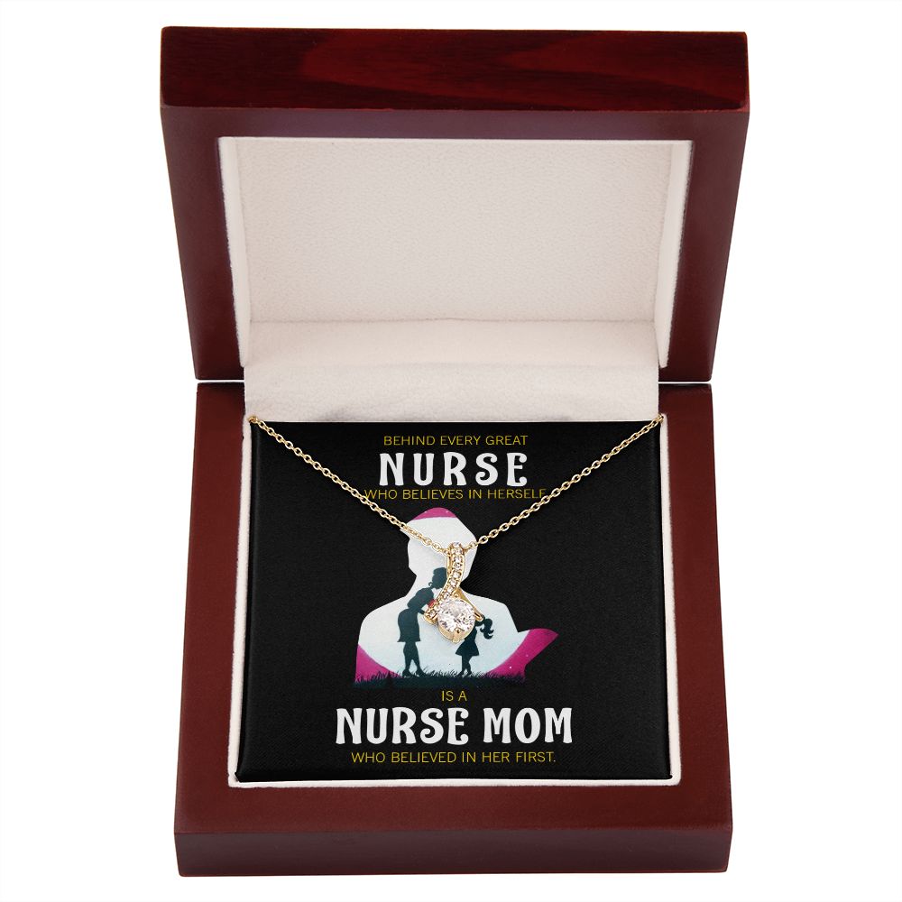 Behind Every Mom Nurse Alluring Ribbon Necklace-Express Your Love Gifts