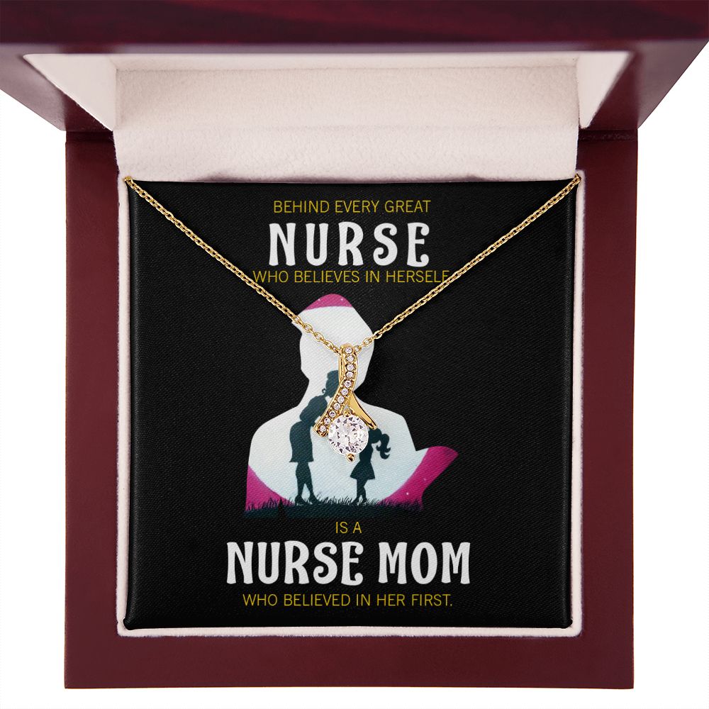 Behind Every Mom Nurse Alluring Ribbon Necklace-Express Your Love Gifts