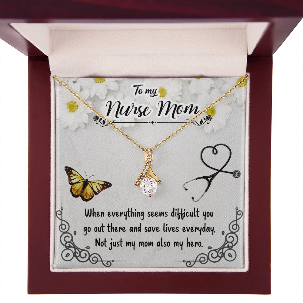 To my Nurse Mom When Everything Alluring Ribbon Necklace-Express Your Love Gifts