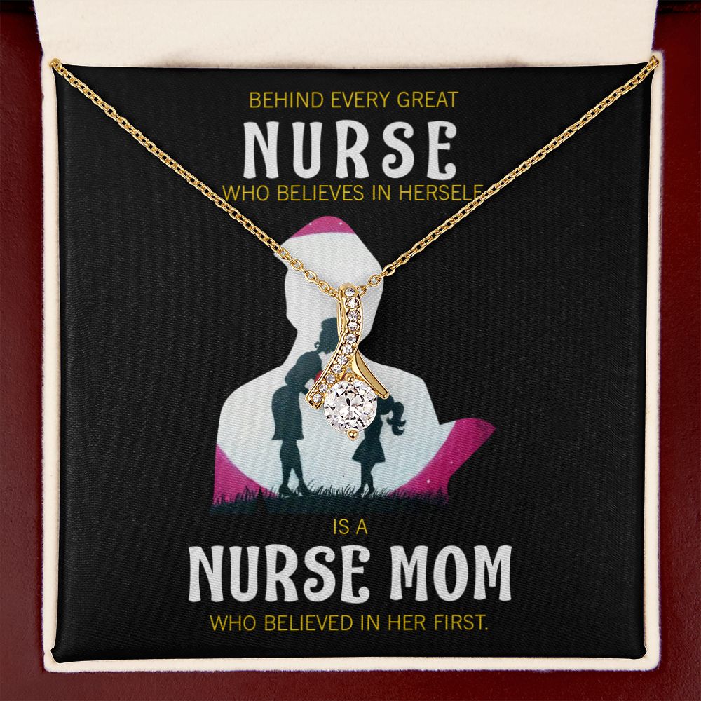 Behind Every Mom Nurse Alluring Ribbon Necklace-Express Your Love Gifts