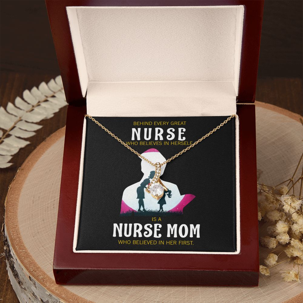 Behind Every Mom Nurse Alluring Ribbon Necklace-Express Your Love Gifts