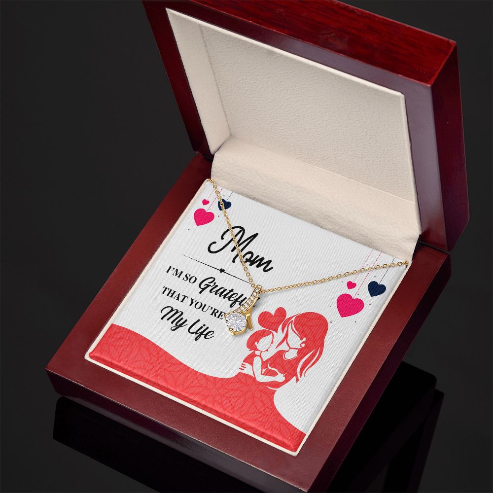 Mom I'm So Grateful Alluring Ribbon Necklace-Express Your Love Gifts