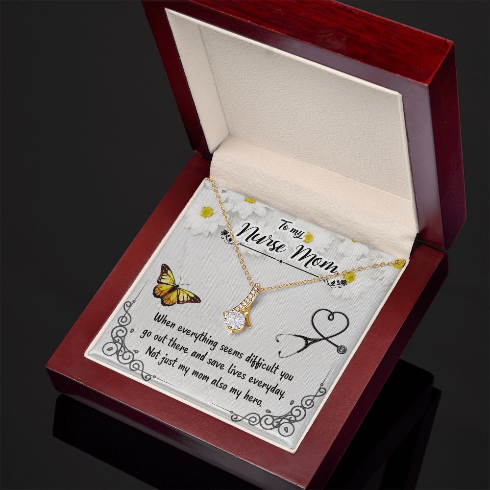 To my Nurse Mom When Everything Alluring Ribbon Necklace-Express Your Love Gifts