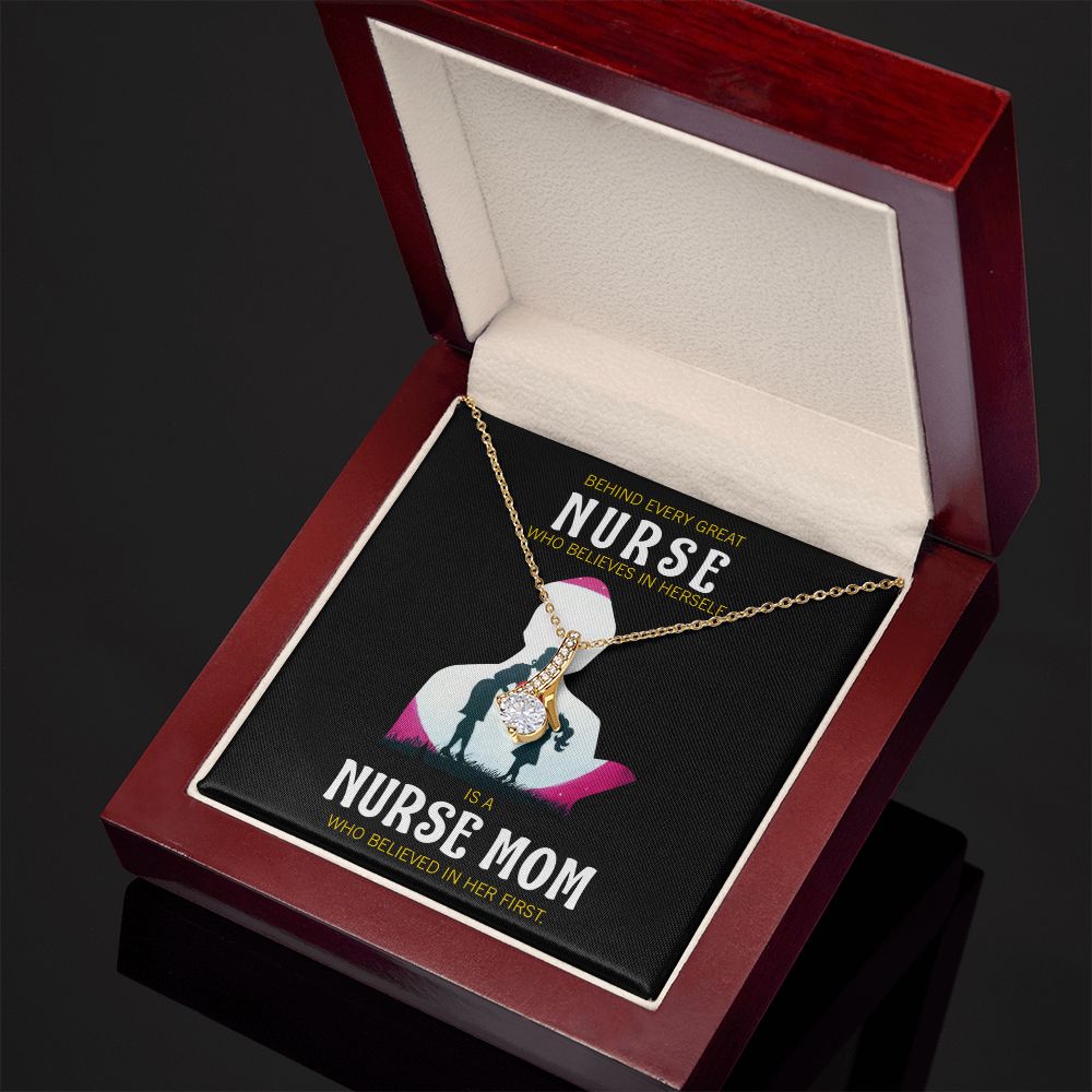 Behind Every Mom Nurse Alluring Ribbon Necklace-Express Your Love Gifts